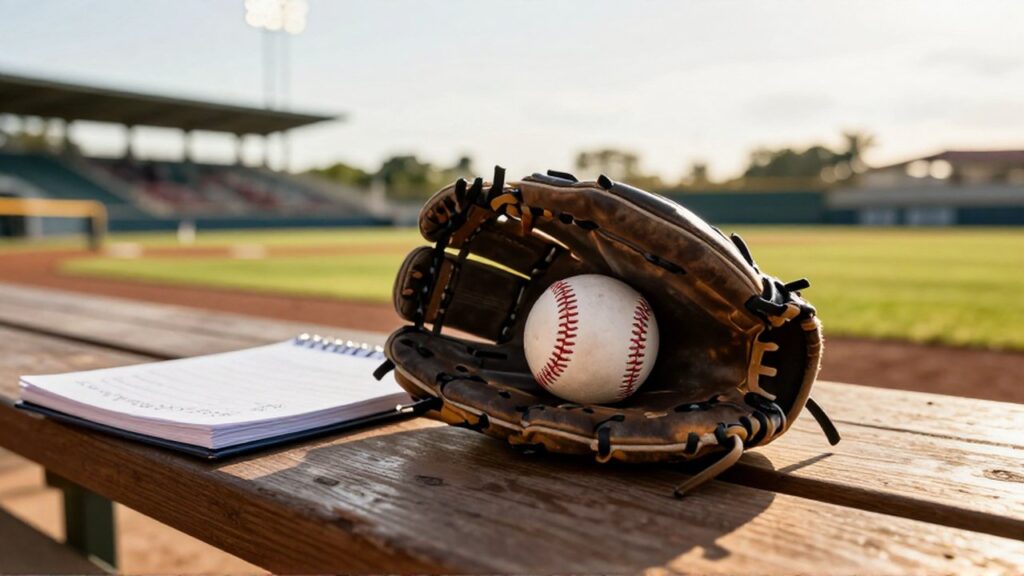 A weathered leather baseball glove